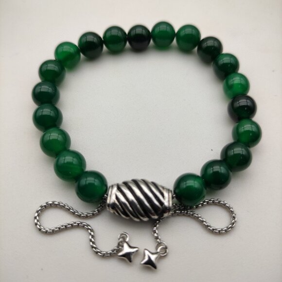 David Yurman 8MM retractable green agate series bracelet - Picture 4 of 8